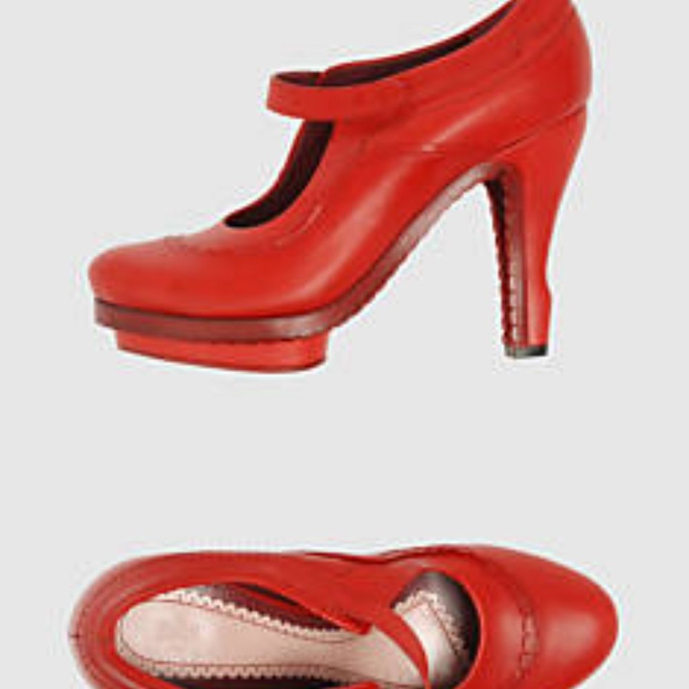 John Galliano Red Hot Mary Jane High Heel PLatform Pumps sz 39